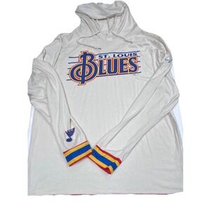 St. Louis Blues Hoodie Mens XL Cream NHL Hockey Lightweight Long Sleeve Logo SGA